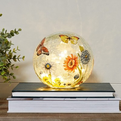 The Lakeside Collection Glass Globe With Fairy Lights Themed Butterfly Hummingbird Or Sea Life - Butterfly