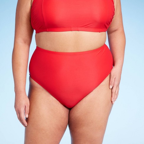 Women's High Waist Cheeky Bikini Bottom - Wild Fable™ Red X