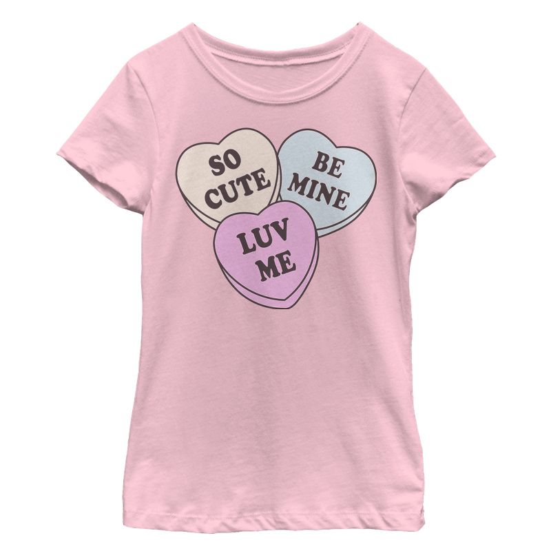 Girl's Lost Gods Valentine's Day Candy Hearts T-Shirt, 1 of 4