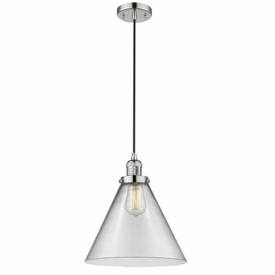 Cone - 1 Light Cord Hung Mini Pendant In Industrial Style-14 Inches Tall and 12 Inches Wide