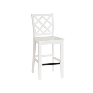 25.25" helby X-Back Farmhouse Counter Height Barstool White Finished Wood - Powell: olid Acacia & Rubberwood - 1 of 4