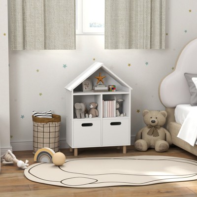 SKRAN Kids Bookshelf, 3 Tier Kids Bookcase with Two Drawers, Bookshelf for Kids Rooms, Bedroom, Nursery, White