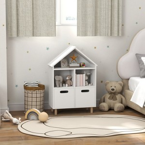 SKRAN Kids Bookshelf, 3 Tier Kids Bookcase with Two Drawers, Bookshelf for Kids Rooms, Bedroom, Nursery, White - 1 of 4