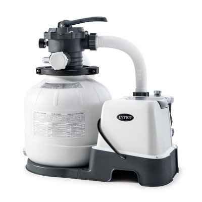 Intex 26675EG 14 Inch Krystal Clear 1500 GPH Saltwater System and Sand Filter Pump for Above Ground Pools with Automatic Timer and 6-Function Control