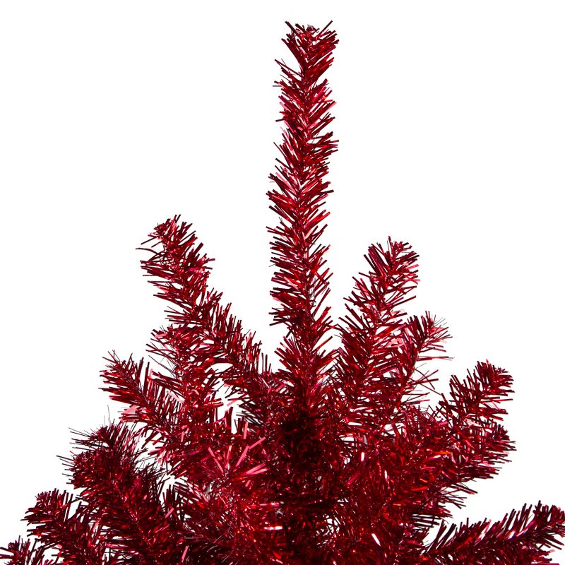 Northlight 7' Metallic Red Tinsel Artificial Christmas Tree - Unlit, 4 of 8