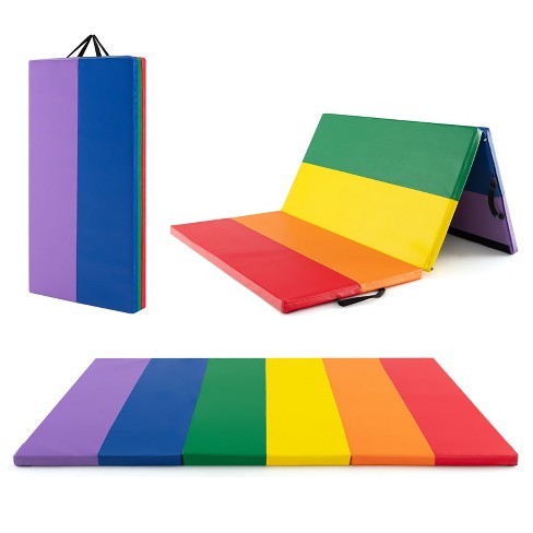 Folding Gymnastics Mat with Carry Handles Hook and Loop Fasteners
