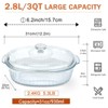 Itopfox 2.8L Glass Casserole Baking Dish with Lid, Large Oval Dish for Oven, Freezer & Microwave, Clear Container - 2 of 4