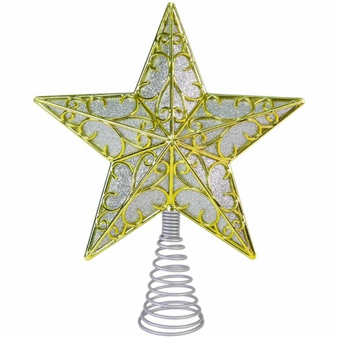 Gold Star Tree Topper – Christmas Gold 3D Glitter Star Ornament Treetop Decoration For Large Tree