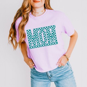 Simply Sage Market Women's Mom Checkered Box Puff Print Short Sleeve Relaxed Fit Cropped Tee - 1 of 4