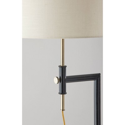 Adjustable Bronze Floor Lamp with Cream Cotton Shade
