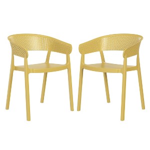 WestinTrends Playa Outdoor Modern Stackable Plastic Resin Patio Dining Armchair (Set of 2) - 1 of 4