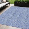 Navy Blue And Denim Blue Floral Washable Indoor Outdoor Area Rug - 2 of 4