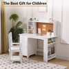 Kids desk and chair set, wooden study table with storage shelf, notice board, kids study table set, writing desk for boys and girls - 4 of 4