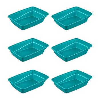 Sterilite 13033W06 Large Frame Pet Animal Kitten Cat Litter Tray Pan with Low Entrance, Sea Going (6 Pack)