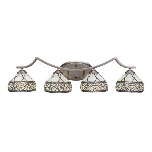 Toltec Lighting Zilo 4 - Light Vanity in  Graphite with 7" Royal Merlot Art Glass Shade - 1 of 1