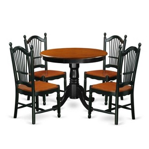 Modern 5-Piece Dining Set - Kitchen Table & 4 Chairs - Black Cherry Finish - Minimalist Design - 1 of 4