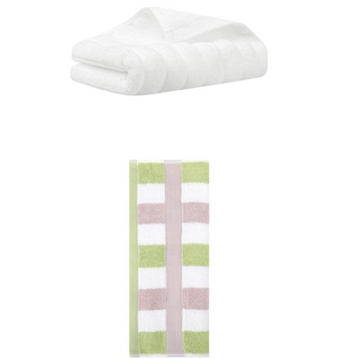 REGALWOVEN Pure Cotton Striped Decorative Hand Towel for Bathroom 14" x 30"/13" x 29" 2 Pcs