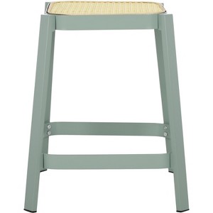 Palmyra Cane Stool - STL2500A - Aqua Smoke/Natural - Safavieh - 1 of 4