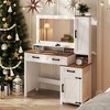 Fredees Makeup Vanity Desk: Mirror, Light, Farmhouse Style, 2 Drawers, Charging Station, 3 Color Lighting Modes, for Girls - 4 of 4
