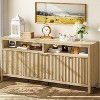 Homhougo Fluted Storage Cabinet 65.8" Adjustable 3-Tier, Modren Entryway Organizer with Fluted Doors and Gold Handle Natural - 3 of 4