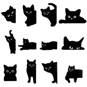 Wrapables Magnetic Black Cat Bookmarks, Page Marker, Foldable Cat Page Clips (Set of 24) - 1 of 4