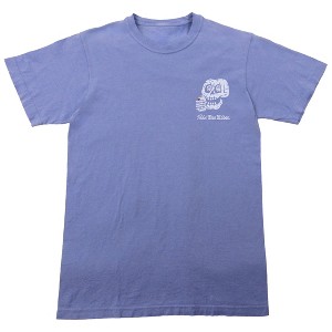Pabst Blue Ribbon Skeleton With Beer Can & Flag Adult Periwinkle Crew Neck Short Sleeve T-shirt - 1 of 4