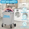 NAYSAYE Foldable Shopping Dolly Heavy Duty Utility Cart with Double Basket Shelf for Groceries and Laundry, Gray, 20"*19.5"*39" - 2 of 4