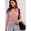 Coolmee Women’s Floral Lace Top Low Cut Sheer Long Sleeve Crop Shirt Going Out Tops - 3 of 4