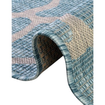 Light Aqua Rectangular Stain-Resistant Outdoor Rug 4' x 6'