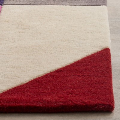 Ivory and Multicolor Geometric Wool Tufted Area Rug