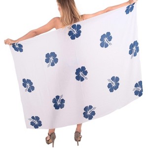 LA LEELA Women's Summer Beach Wrap Bikini Wraps Sarong Cover up Skirt Swimsuit Swimwear Cover Ups for Womens One Size Blue, Floral - 1 of 4