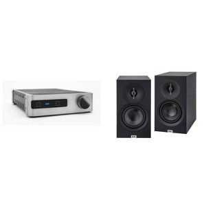 Elac DS-A101-G - Discovery Amplifier with Wi-Fi - Grey and Elac DB53-BK - Debut 3.0 5.25" Bookshelf Speakers - Black, Pair - 1 of 4