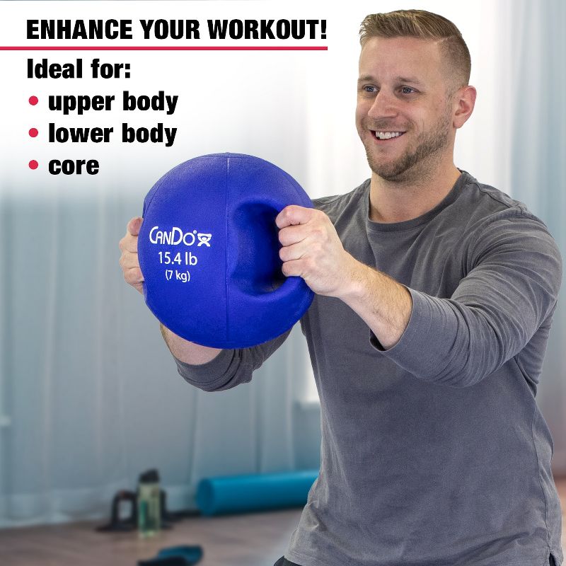 CanDo Molded Dual-Handle Medicine Ball for Strength Training, Core Workouts, Warmups, Cardio, and Plyometrics with Handles for Home and Clinic Use, 3 of 7