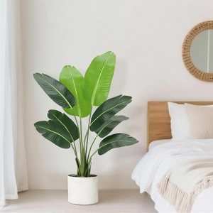 Artificial Bird of Paradise Plant, Lifelike Tall Faux Tropical Tree, Indoor/Outdoor Decorative with Bendable Leaves - 1 of 4