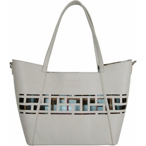 Pavilion Gift Company - Slate Sky - 18" x 11" Laser Cut Plaid Tote - Handbags - 1 of 4