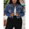 Agnes Orinda Women's Plus Size Cropped Long Sleeve Trendy Fashion Denim Jean Jackets - 2 of 4