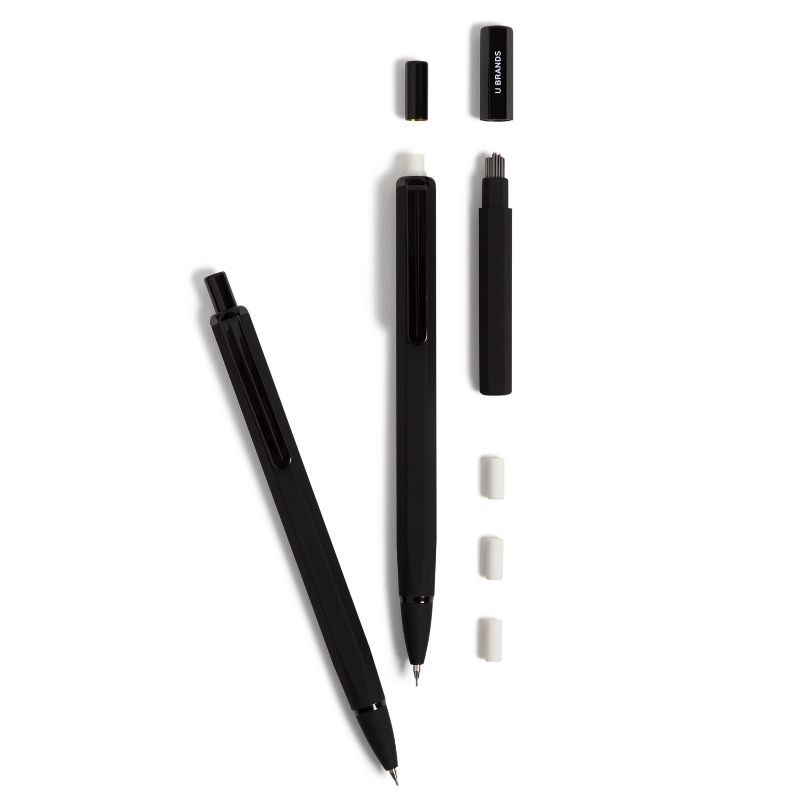 U Brands 2pk Mechanical Pencils Starter Kit Soft Touch Black, 1 of 8