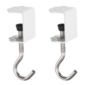 Unique Bargains Space-Saving Design Adjustable Desk Clamp Hooks and Hangers 0.2"-1.4" 2 Pcs - 1 of 4