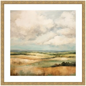 Kate and Laurel Framed Art Rolling Hills Abstract Landscape by The Creative Bunch Studio, 26x26, Mila Dark Gold - 1 of 4