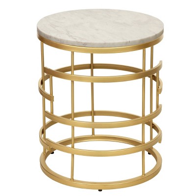 Hollyn Round Accent Table White/Gold - Carolina Chair & Table