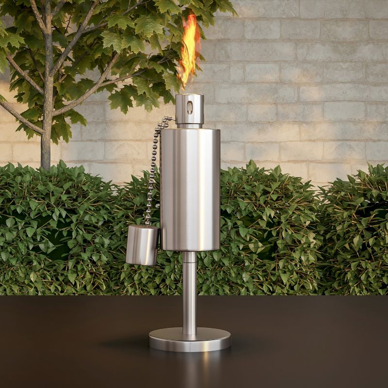 Tabletop Torch Lamp- 10.5?? Stainless Steel Outdoor Fuel Canister Flame Light for Citronella with Fiberglass Wick for Backyard, Patio by Nature Spring, 2 of 6