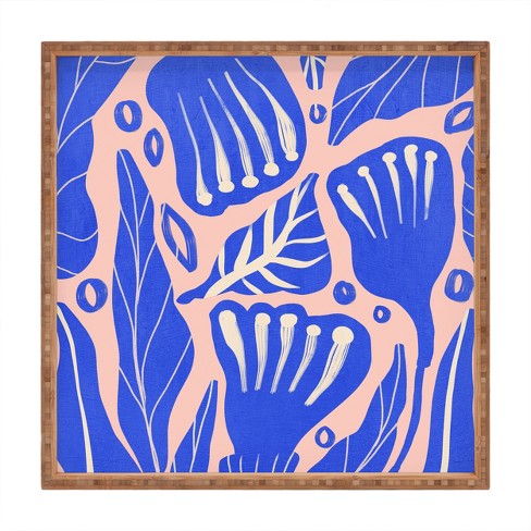 Viviana Gonzalez Abstract Floral Blue Bamboo Tray - Deny Designs - image 1 of 2