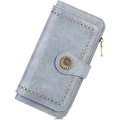 BEAFUP Women's Wallet,Vintage PU Leather Wallet RFID Blocking Large Capacity Credit Card with Zipper Coin Pocket and ID Window