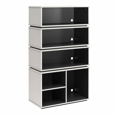 White and Black Adjustable Wood Display Storage Unit