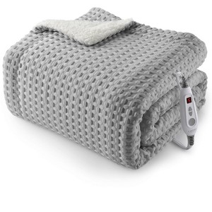 Waffle Heated Blanket, Fast Heating Electric Blanket with LCD Controller, 6 Heat Levels & 4 Hour Auto Shut Off, Machine Washable Warming Blanket - 1 of 4