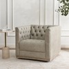 KINWELL 100% Genuine Leather Square Swivel Barrel Accent Chair - 3 of 4