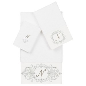 Linum Home Textiles 100% Turkish Cotton MONICA 3PC Embellished Towel Set - 1 of 4