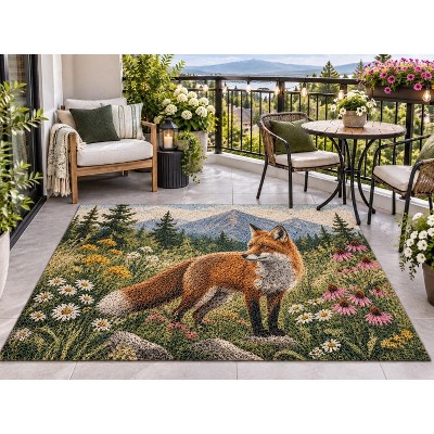 FC Design 5' x 7' Japanese Wildlife Botanical Waterproof Outdoor