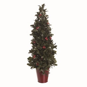 Transpac Artificial Green Christmas Medium Berry Tree with Red Bucket - 1 of 2