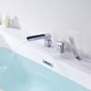 Sumerain Waterfall Roman Tub Faucet with Hand Shower, 3 Hole Bathtub Faucet with Diverter, Chrome - 3 of 4